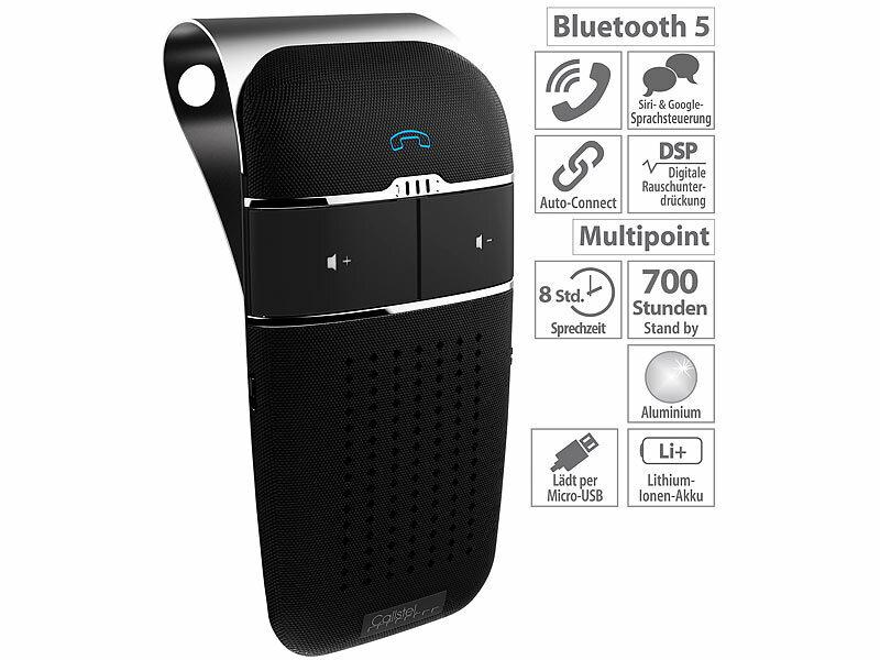 Callstel Kfz-Freisprecher, Bluetooth 5, Siri & Google-kompatibel