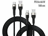 Callstel 2er-Set magnetische Daten & Ladekabel USB-A auf USB-C, PD, QC, 66 W
