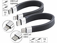 Callstel 2er-Set kurze, flexible Lade-/Datenkabel USB-C auf -C & 8-Pin, PD, MFi; Multi-USB-Kabel für USB A und C, Micro-USB und 8-PIN Multi-USB-Kabel für USB A und C, Micro-USB und 8-PIN Multi-USB-Kabel für USB A und C, Micro-USB und 8-PIN Multi-USB-Kabel für USB A und C, Micro-USB und 8-PIN 
