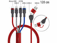 Callstel 8in1-Lade-/Datenkabel USB-C/A zu USB-C/Micro-USB/Lightning 60W, farbig; Magnetische USB-Ladekabel Magnetische USB-Ladekabel Magnetische USB-Ladekabel Magnetische USB-Ladekabel 