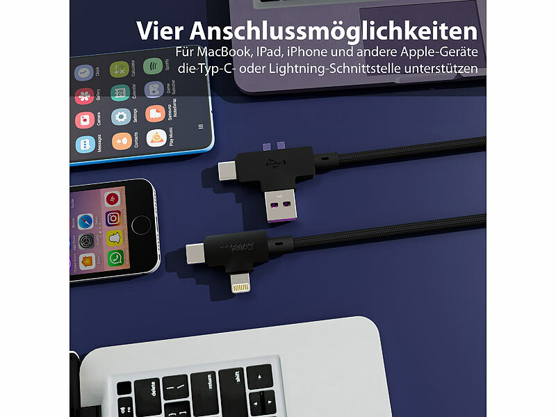 ; Multi-USB-Kabel für USB A und C, Micro-USB und 8-PIN Multi-USB-Kabel für USB A und C, Micro-USB und 8-PIN Multi-USB-Kabel für USB A und C, Micro-USB und 8-PIN 