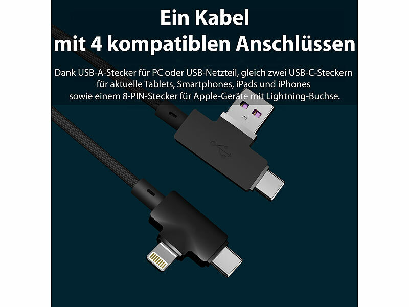 ; Multi-USB-Kabel für USB A und C, Micro-USB und 8-PIN Multi-USB-Kabel für USB A und C, Micro-USB und 8-PIN Multi-USB-Kabel für USB A und C, Micro-USB und 8-PIN 