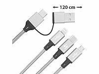 Callstel Handy Ladekabel, Ladekabel USB, 3 fach Ladekabel; Multi-USB-Kabel für USB A und C, Micro-USB und 8-PIN Multi-USB-Kabel für USB A und C, Micro-USB und 8-PIN Multi-USB-Kabel für USB A und C, Micro-USB und 8-PIN Multi-USB-Kabel für USB A und C, Micro-USB und 8-PIN 